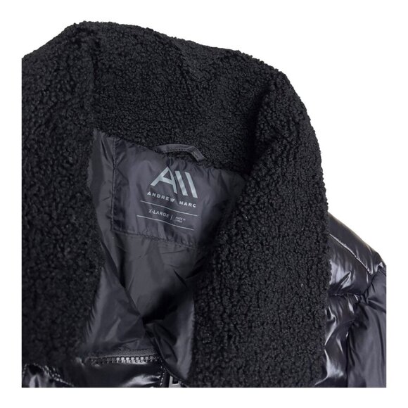 ANDREW MARC Luxury Designer Black Winter Puffer Parka Jacket Coat Womens XL - Picture 5 of 5